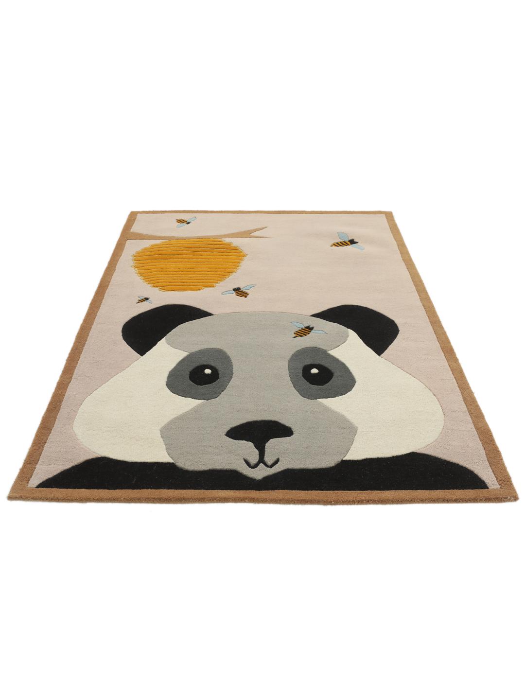 Honey Bear tæppe i lysepink med panda- og bimotiver