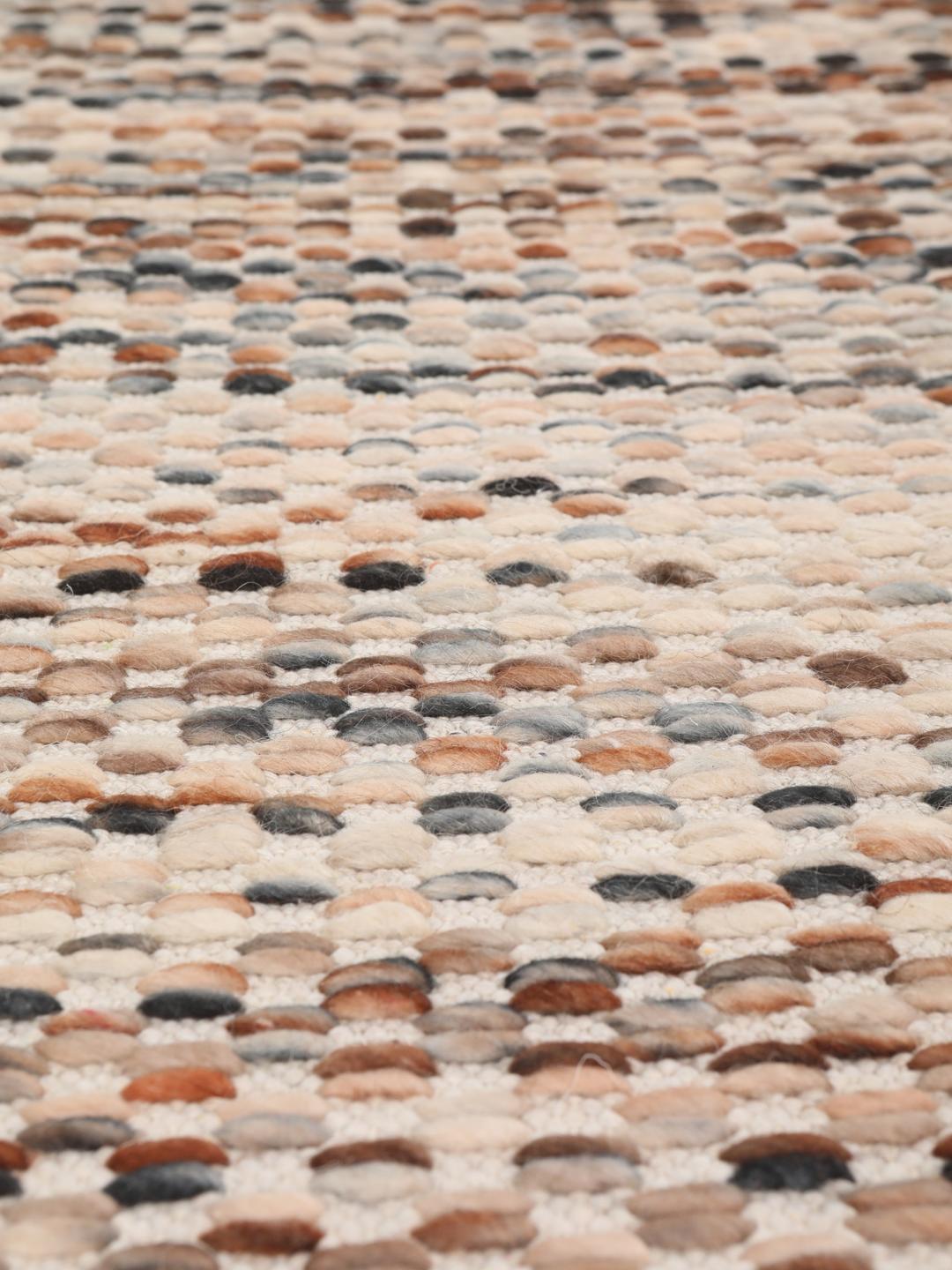 Handgeweven wollen tapijt in bruin en multicolor