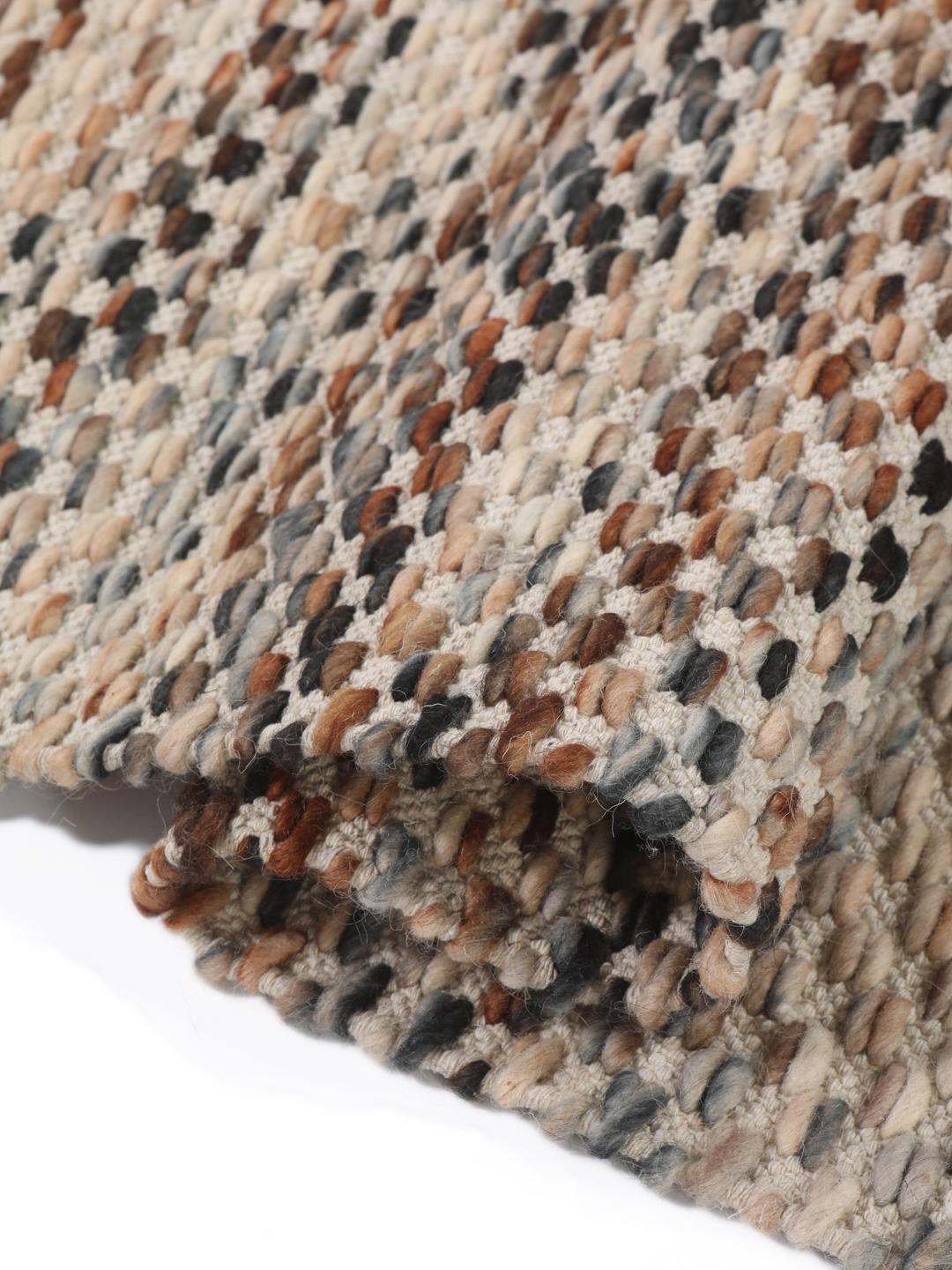 Handgeweven wollen tapijt in bruin en multicolor