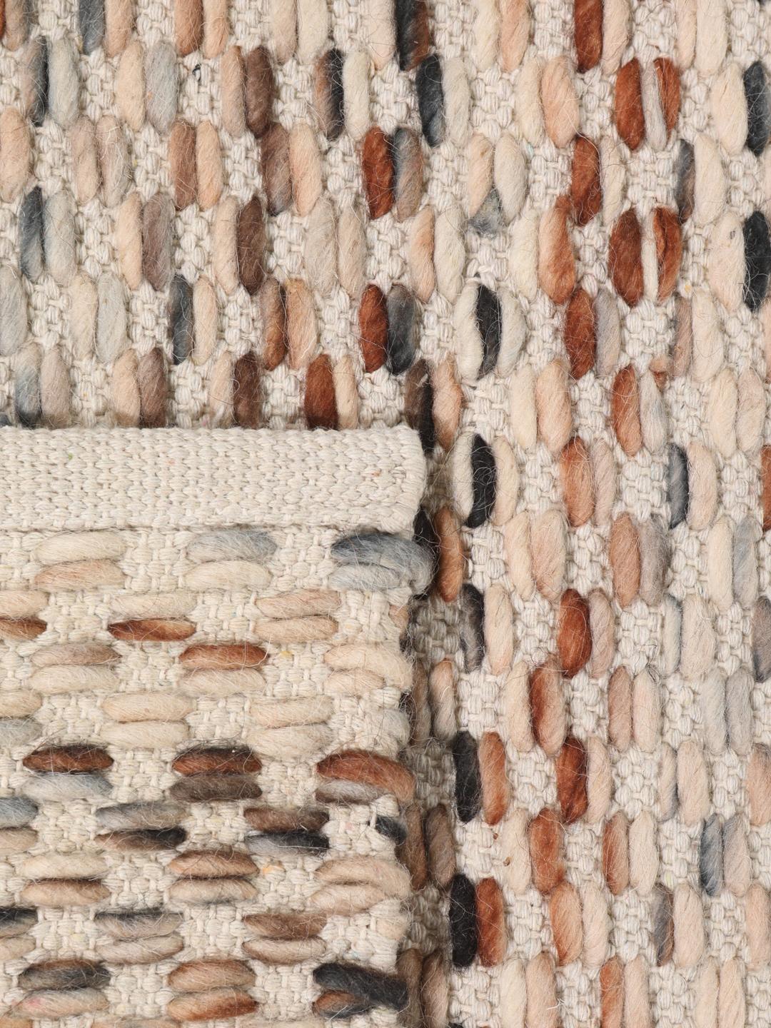 Handgeweven wollen tapijt in bruin en multicolor