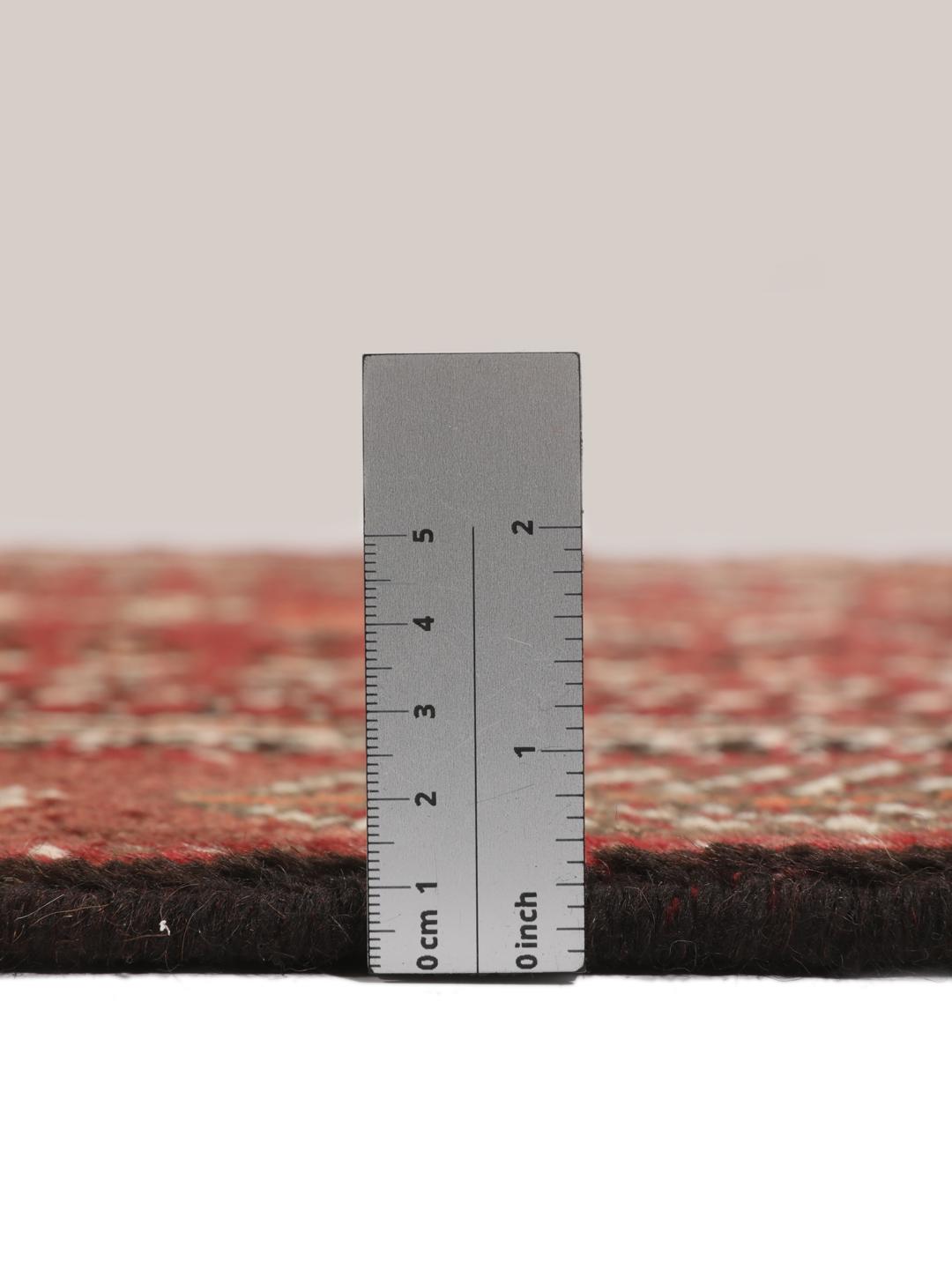 Hand-knotted Middle Eastern Shiraz runner in red and black wool