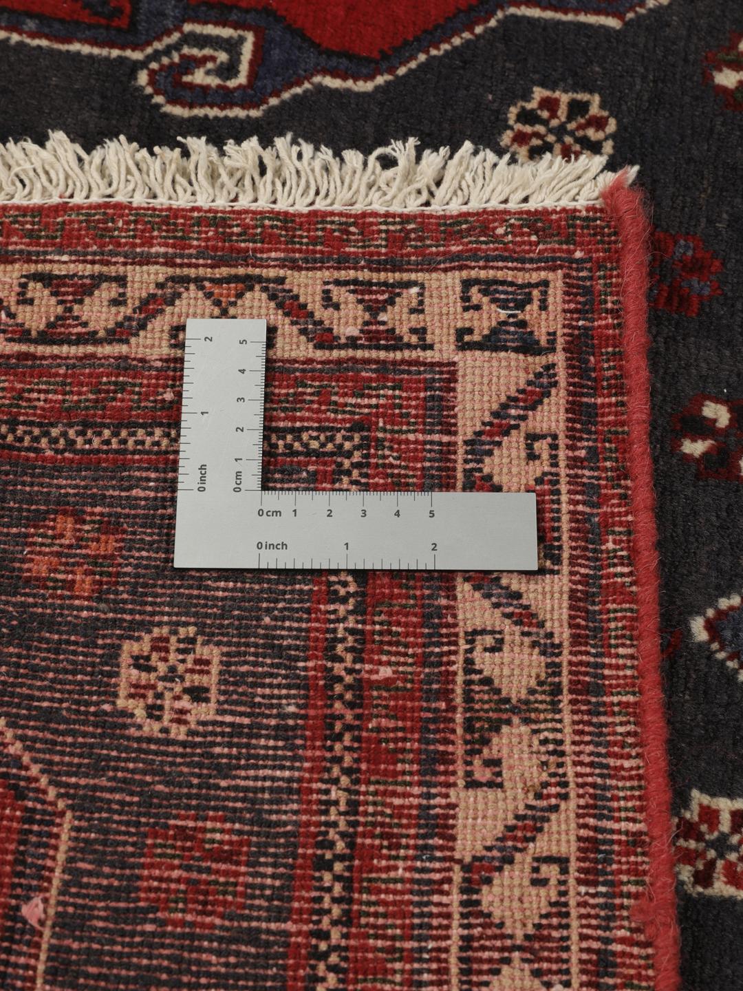 Håndknyttet Afshar løber med geometriske motiver i rød, elfenben og mørkegrå fra Mellemøsten