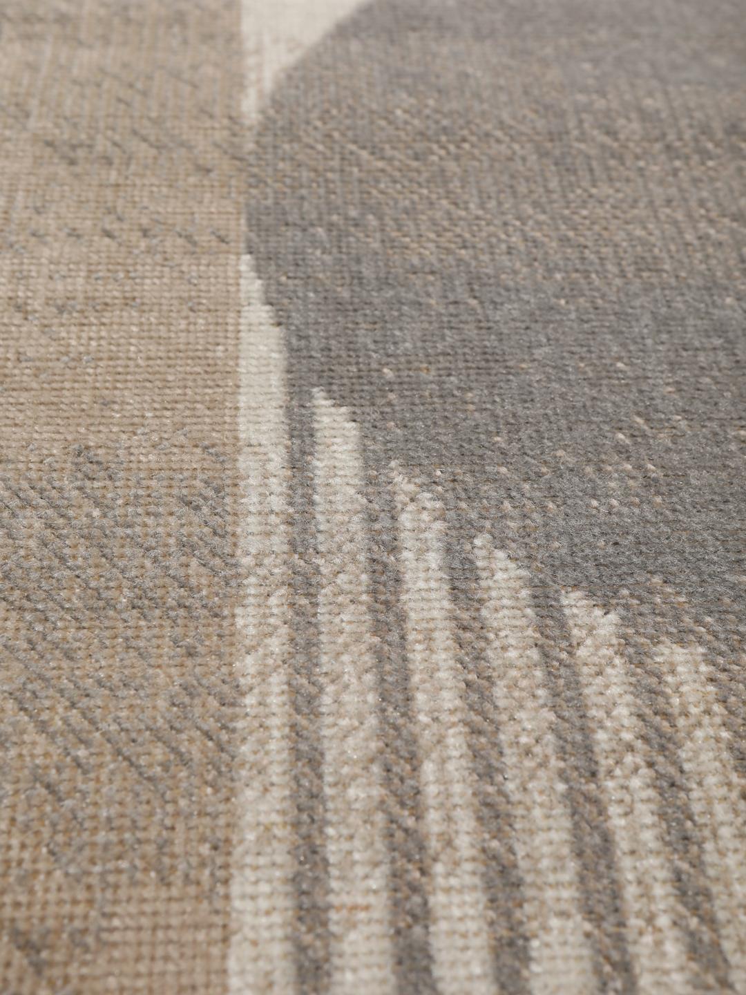 Beige en grijze loper met geometrische cirkelpatronen