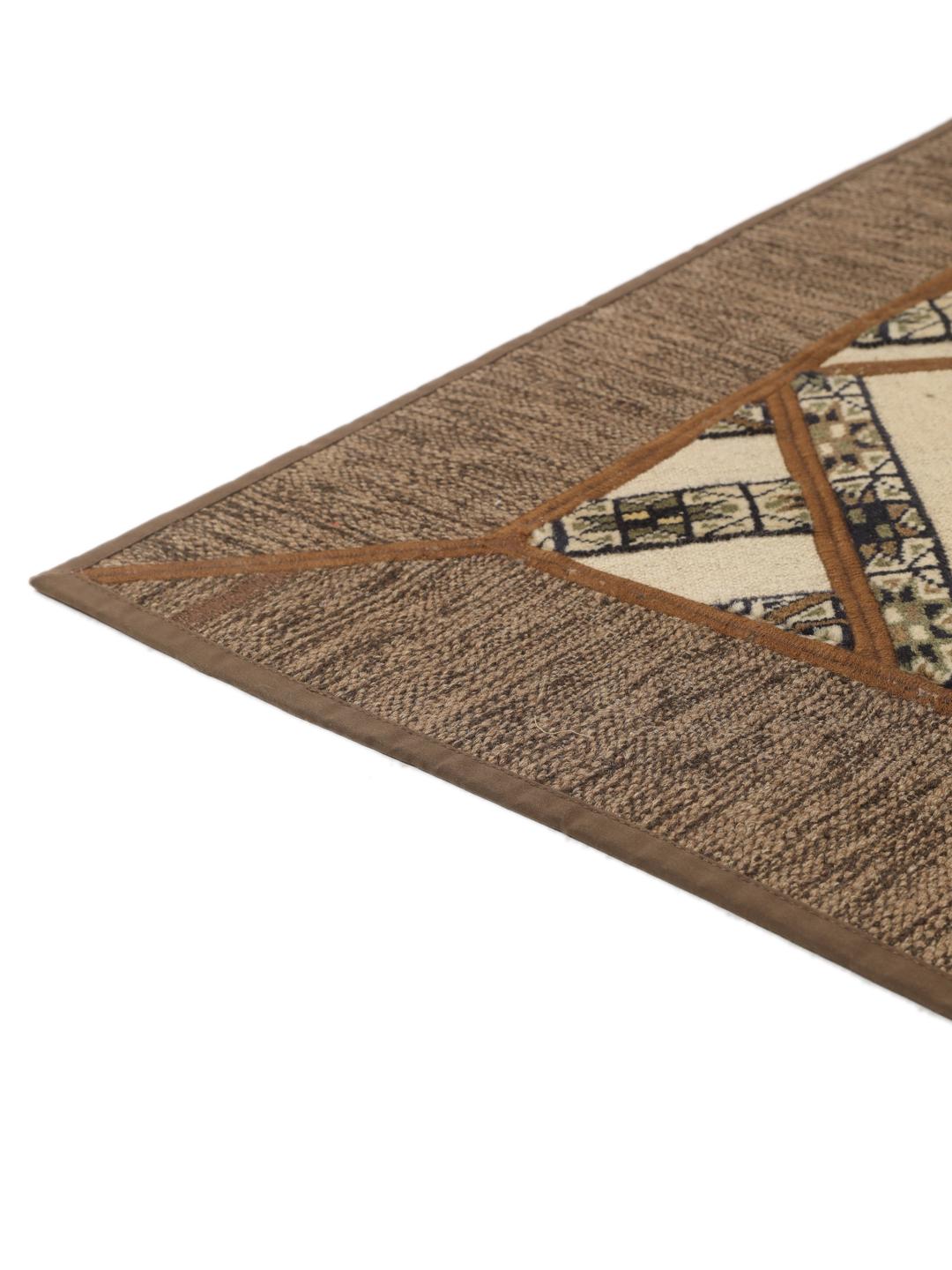 Tapis patchwork artisanal du Moyen-Orient dans des tons beige et marron