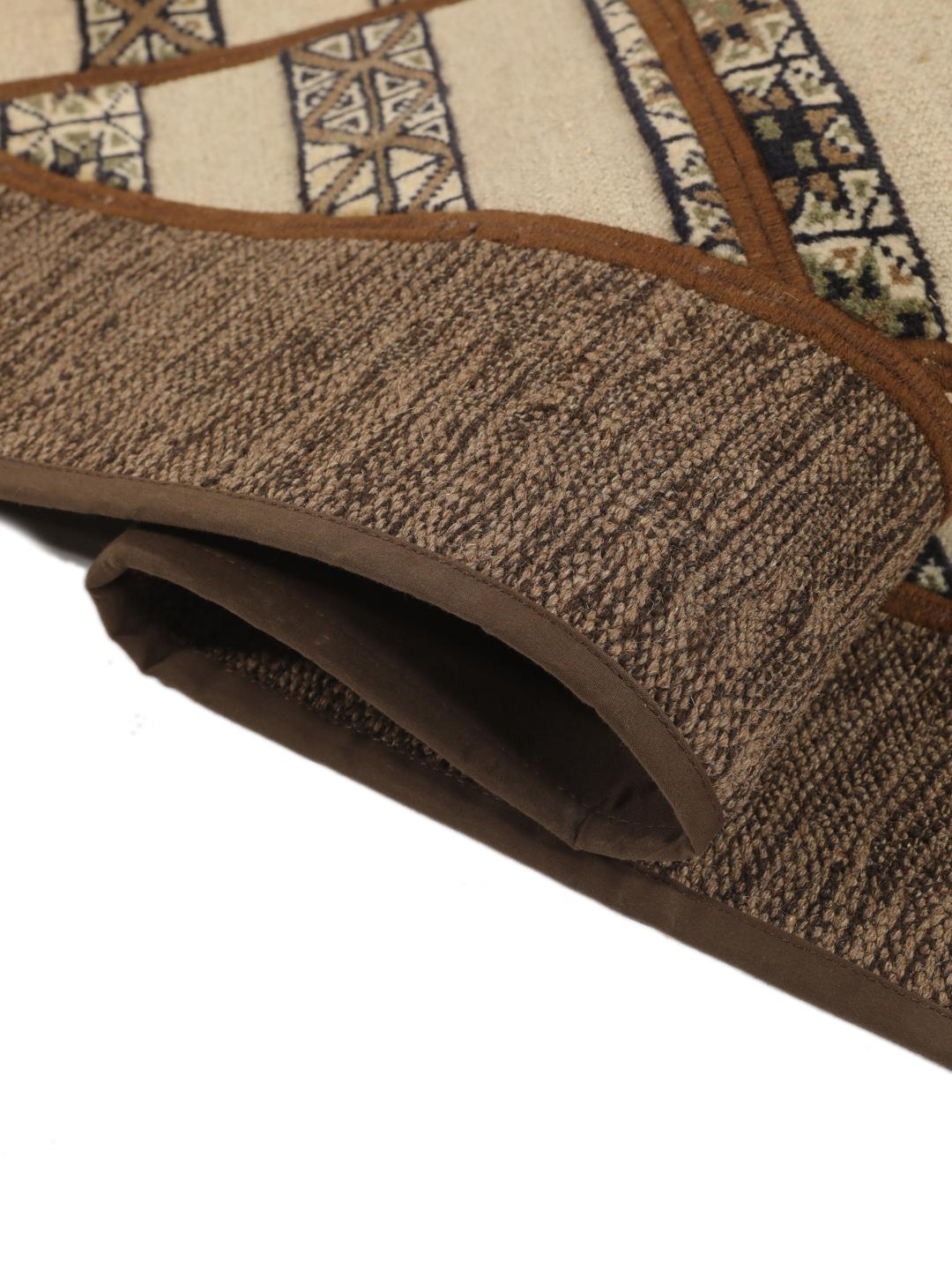 Tapis patchwork artisanal du Moyen-Orient dans des tons beige et marron