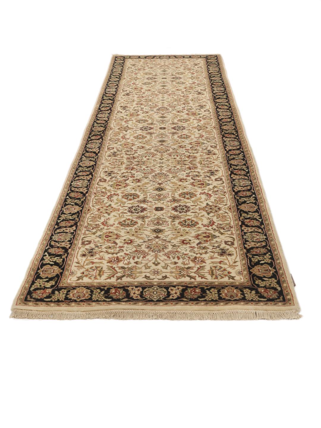 Håndknyttet Sarough American løber fra Indien med beige bund og blomstermotiver