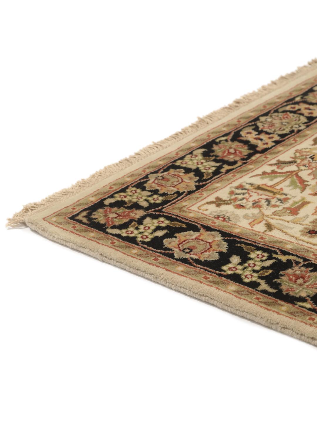 Håndknyttet Sarough American løber fra Indien med beige bund og blomstermotiver