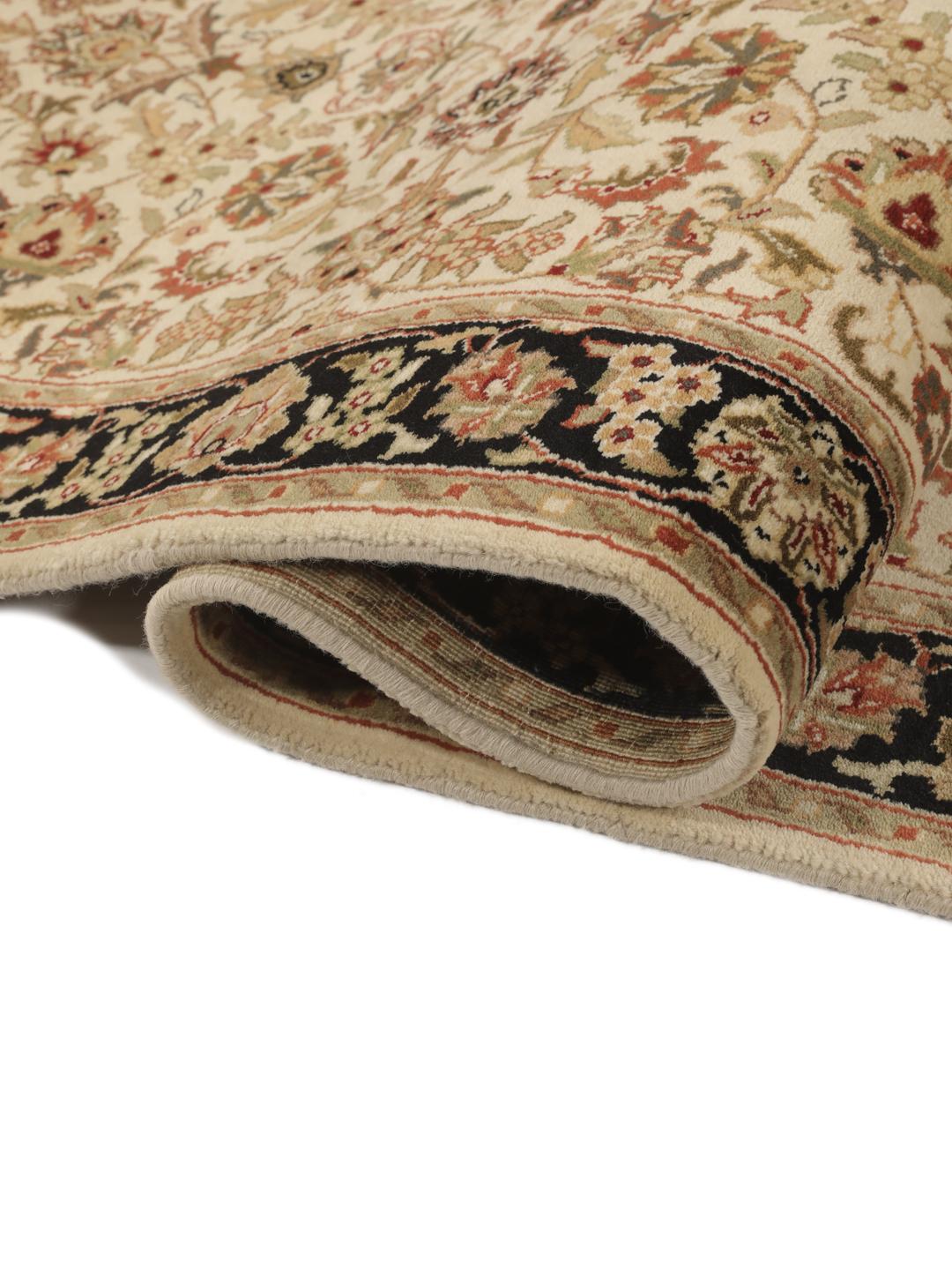 Håndknyttet Sarough American løber fra Indien med beige bund og blomstermotiver