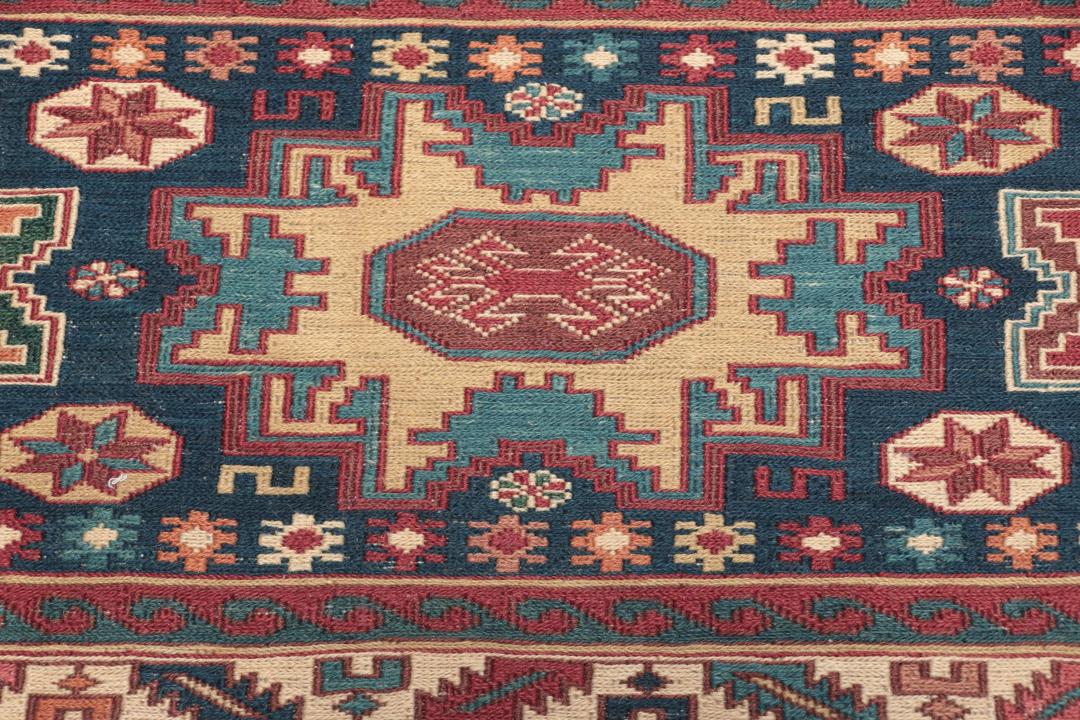 Håndvævet afghansk Kelim Golbarjasta tæppe med rød flade og geometriske motiver