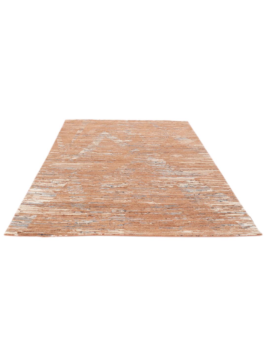 Handgeknoopt modern tapijt uit India met abstract patroon in bruin- en grijstinten