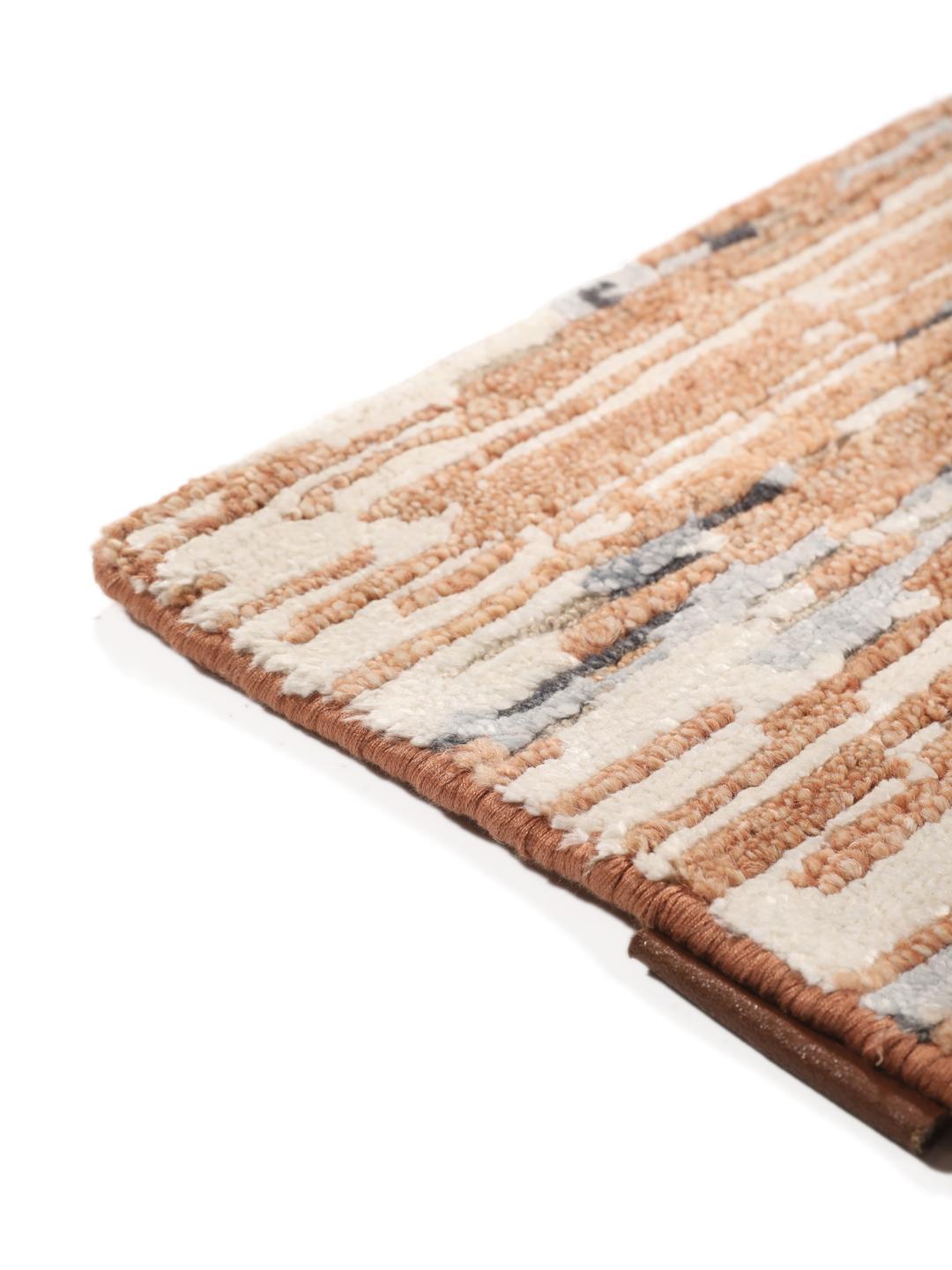 Handgeknoopt modern tapijt uit India met abstract patroon in bruin- en grijstinten