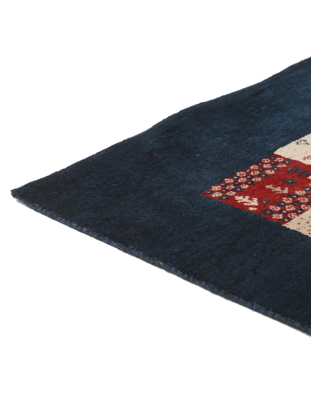 Ręcznie wiązany dywan Gabbeh Loribaft z Indii z wielokolorowym wzorem patchwork