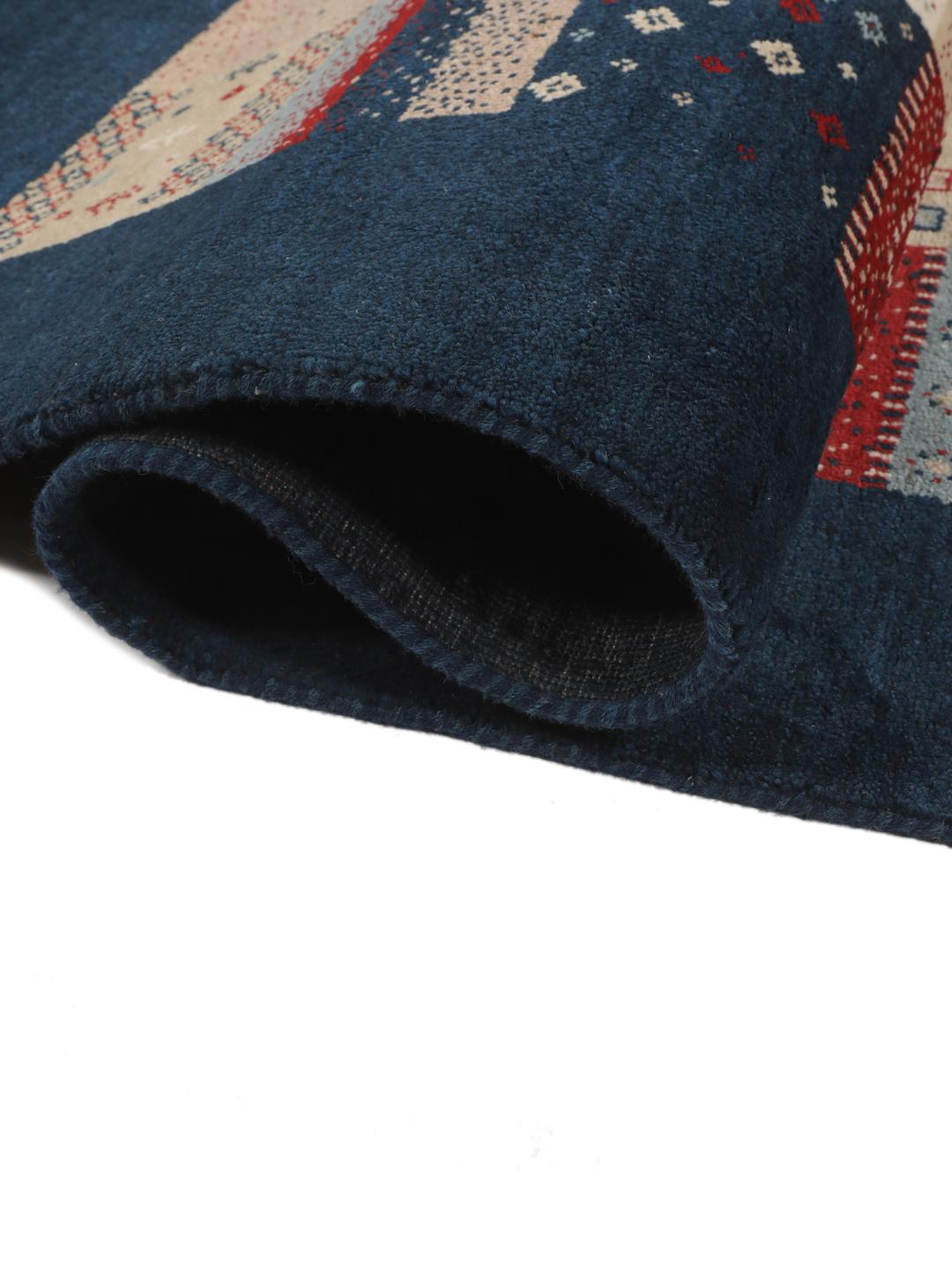 Ręcznie wiązany dywan Gabbeh Loribaft z Indii z wielokolorowym wzorem patchwork