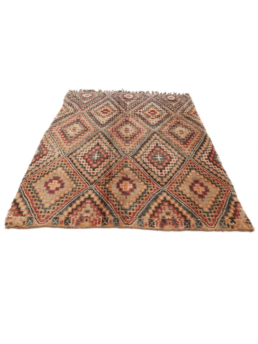 Vintage handgeknüpfter marokkanischer Berberteppich mit geometrischen Rautenmustern in mehrfarbig