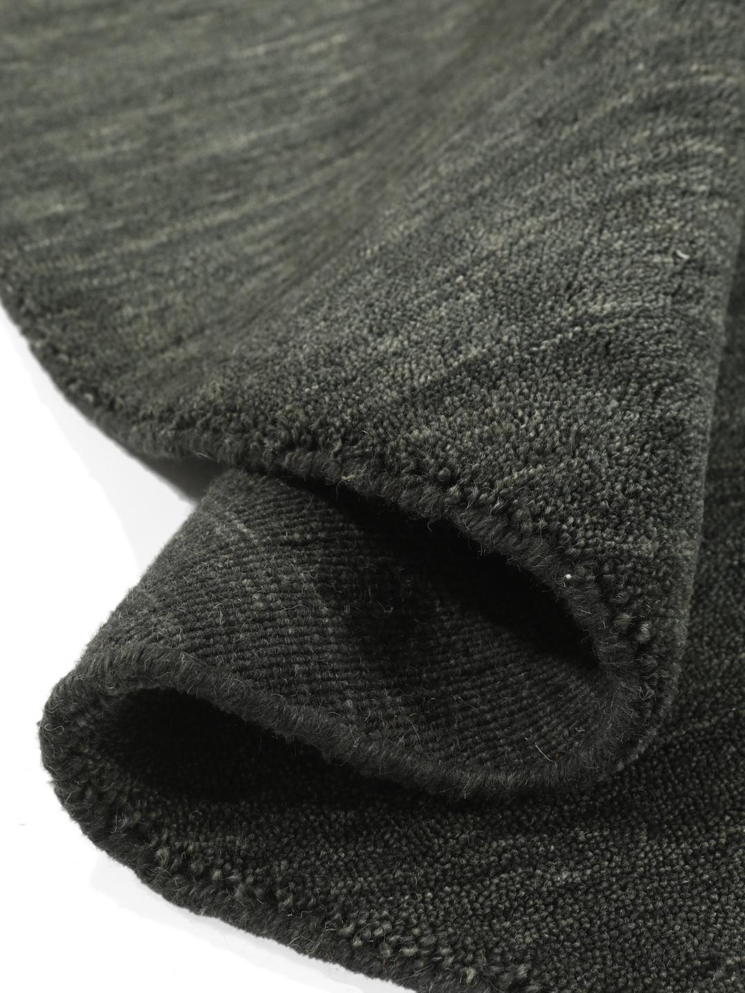 Siyah Rug Rugvista premium - Handloom - Black / Grey, Round Ø 200 cm Wool Rug ...
