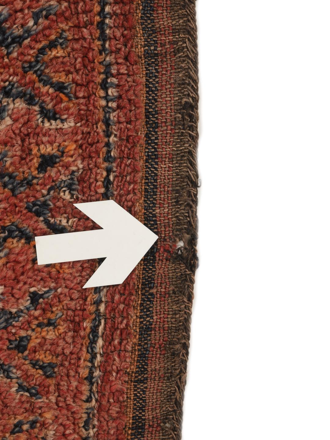 Vintage handgeknüpfter Marokkanischer Berber Beni Ourain Teppich mit rotem Rautenmuster