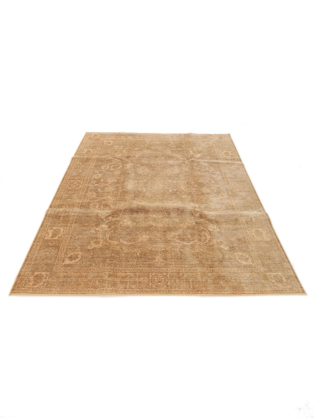 Beige vloerkleed met patroon en een verfijnd, subtiel ontwerp