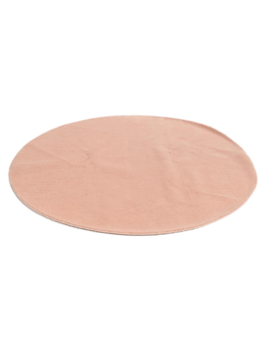 Rond lichtroze wollen vloerkleed