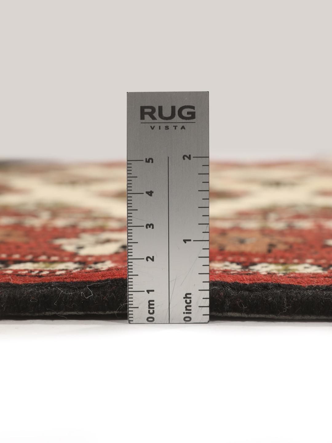 Hand-knotted Turkaman Wool rug from the Middle East in red and cream