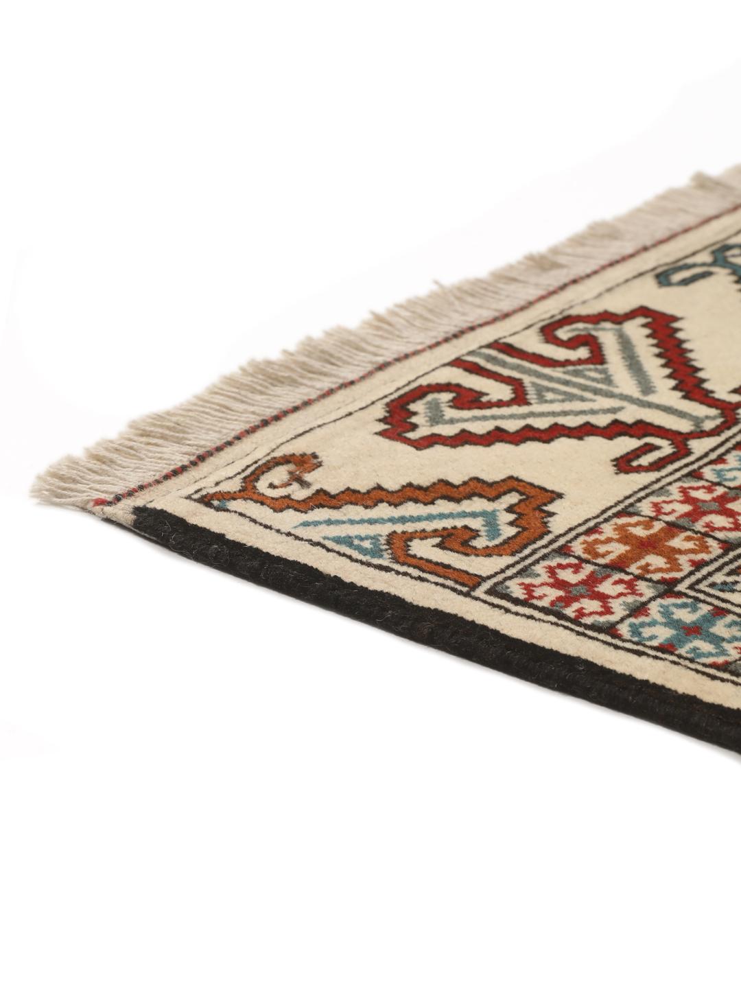 Hand-knotted Turkaman rug from the Middle East in beige