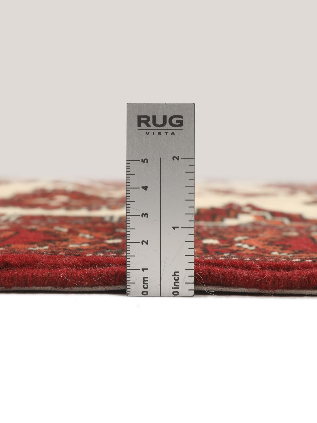 Hand-knotted Middle Eastern Turkaman rug in red and beige tones