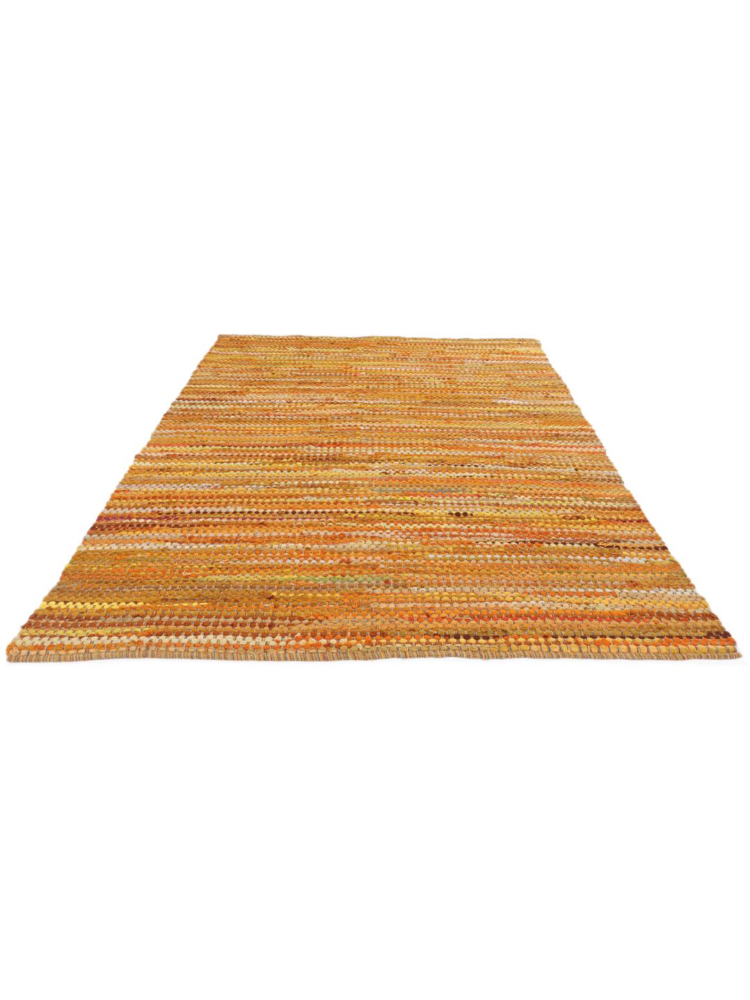 Covor din bumbac țesut manual, multicolor și galben
