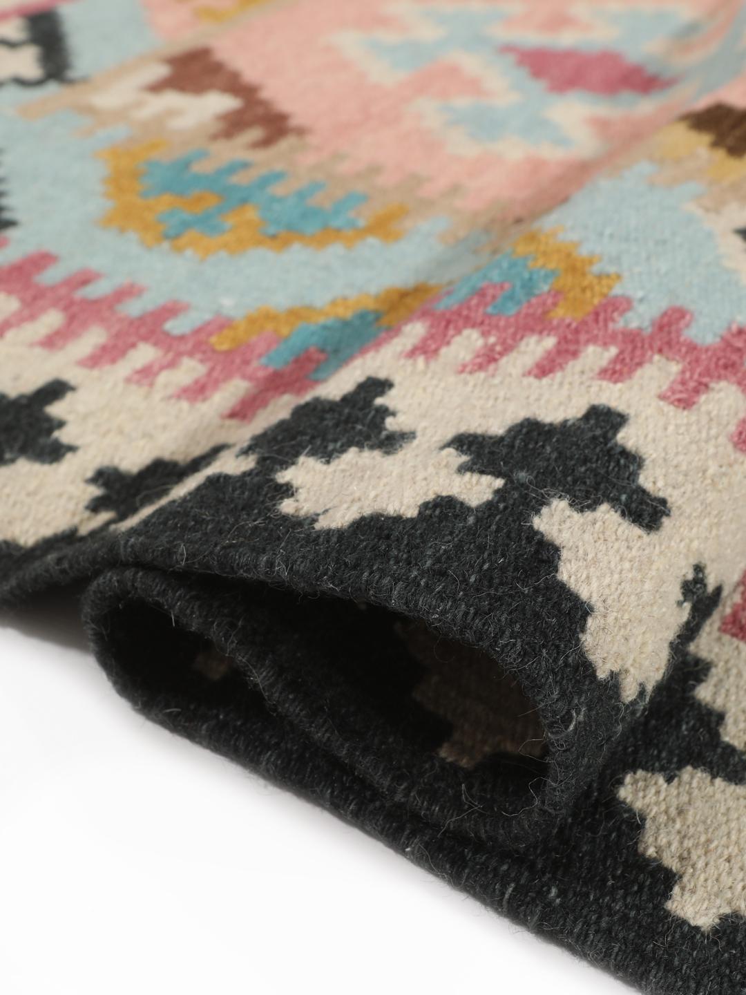 Handgeweven loper in roze en blauwe tinten