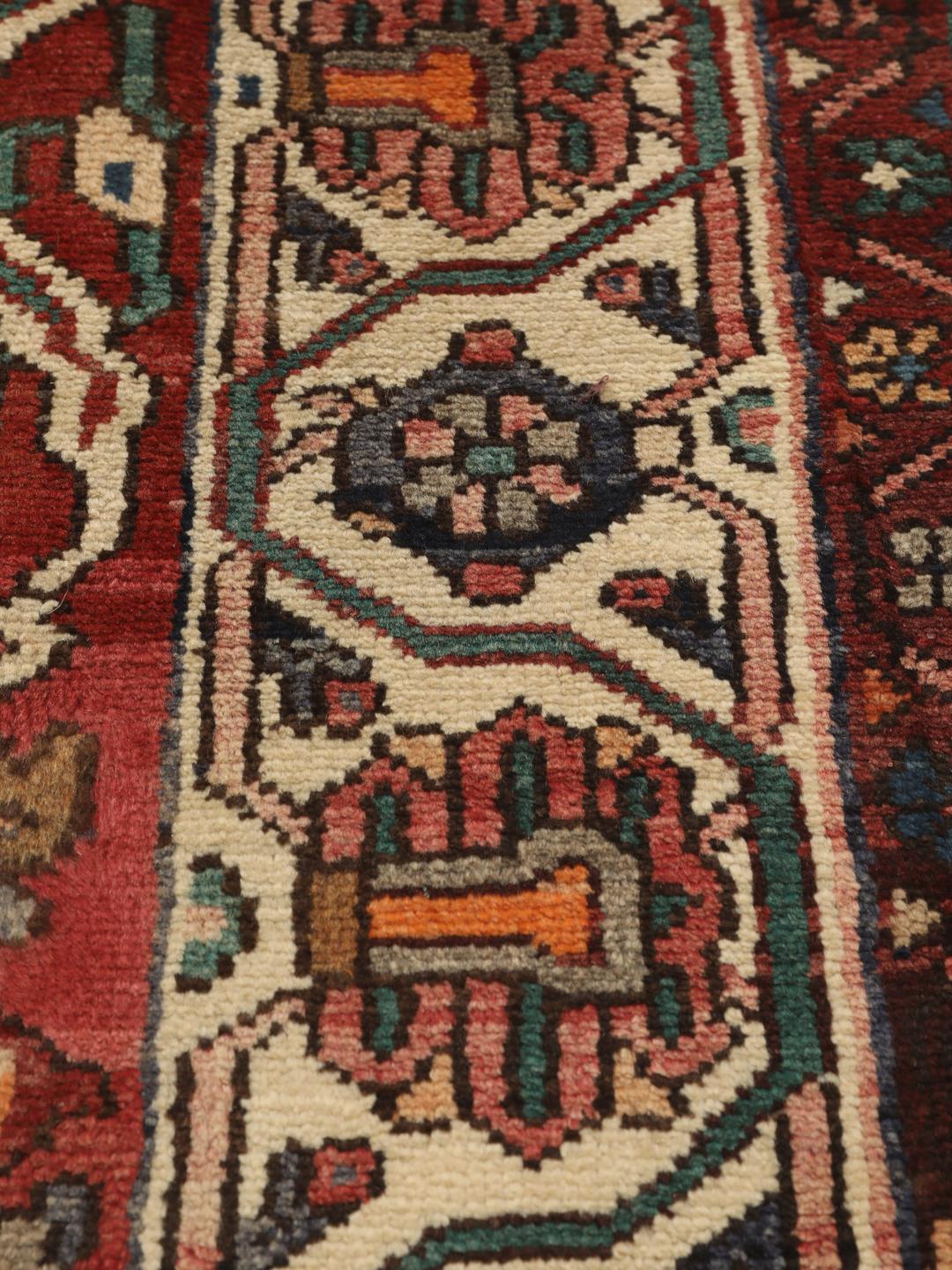 Hand-knotted Middle Eastern Bakhtiar rug with red and multicolor intricate patterns
