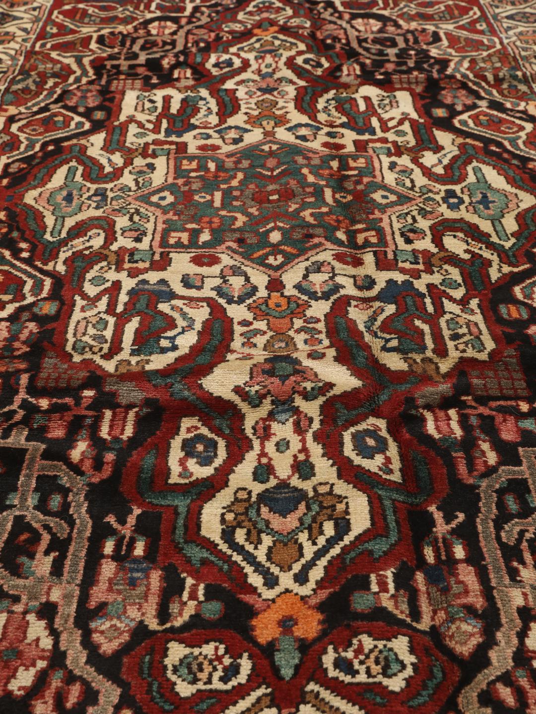 Hand-knotted Middle Eastern Bakhtiar rug with red and multicolor intricate patterns