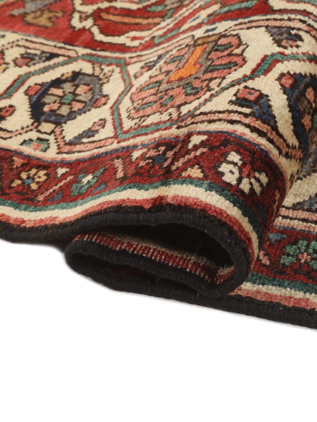 Hand-knotted Middle Eastern Bakhtiar rug with red and multicolor intricate patterns