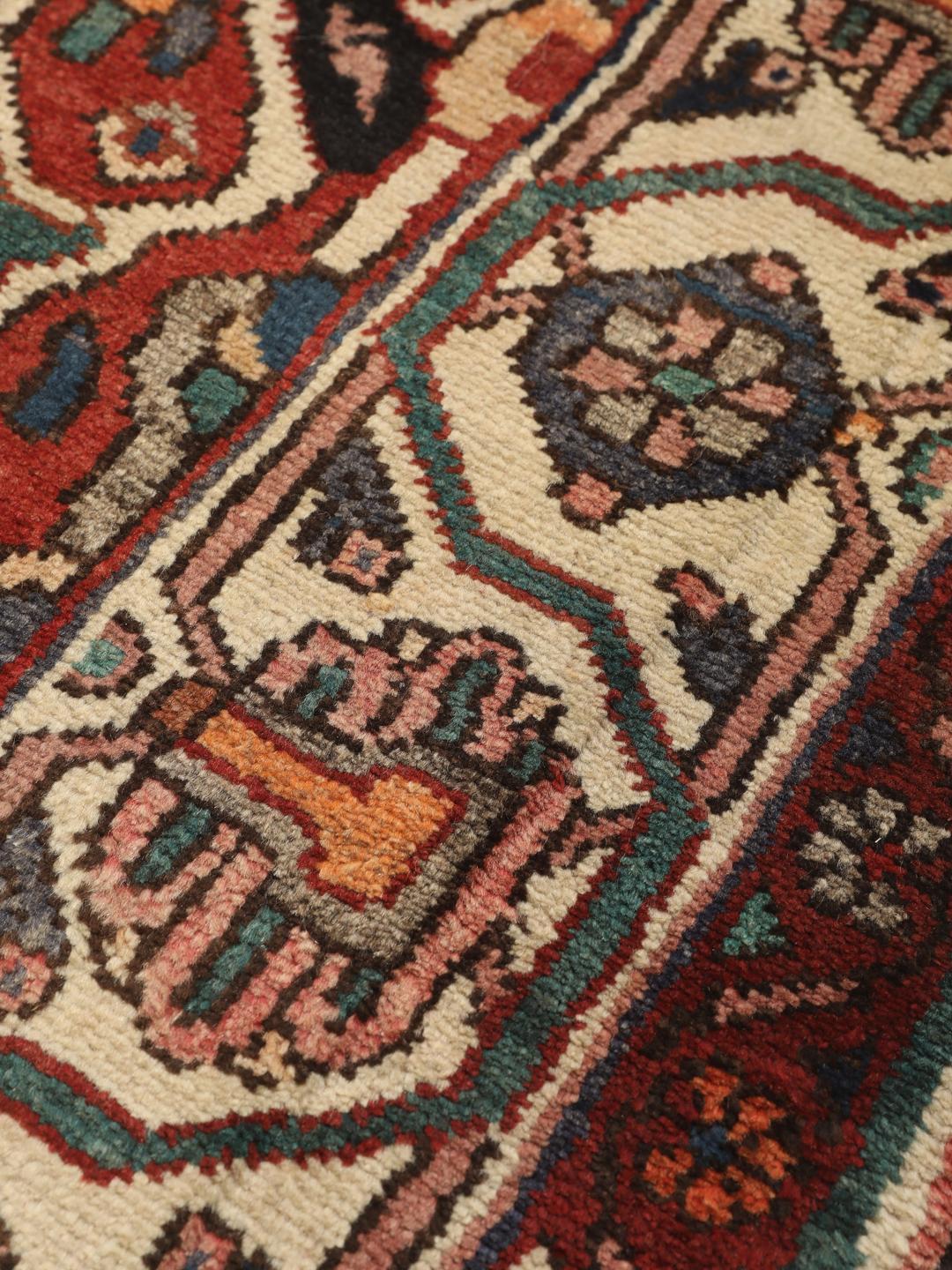 Hand-knotted Middle Eastern Bakhtiar rug with red and multicolor intricate patterns