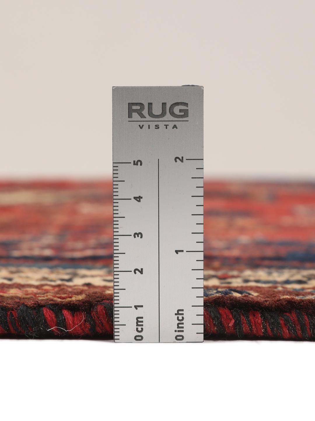 Hand-knotted Afshar rug from the Middle East in deep red and blue tones