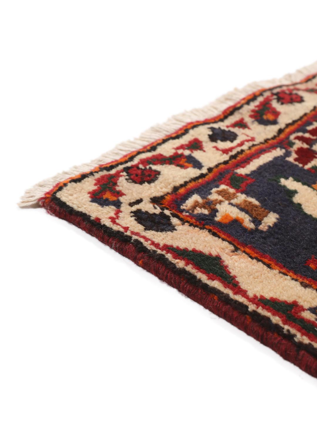 Hand-knotted red Afshar rug with traditional geometric motifs from the Middle East