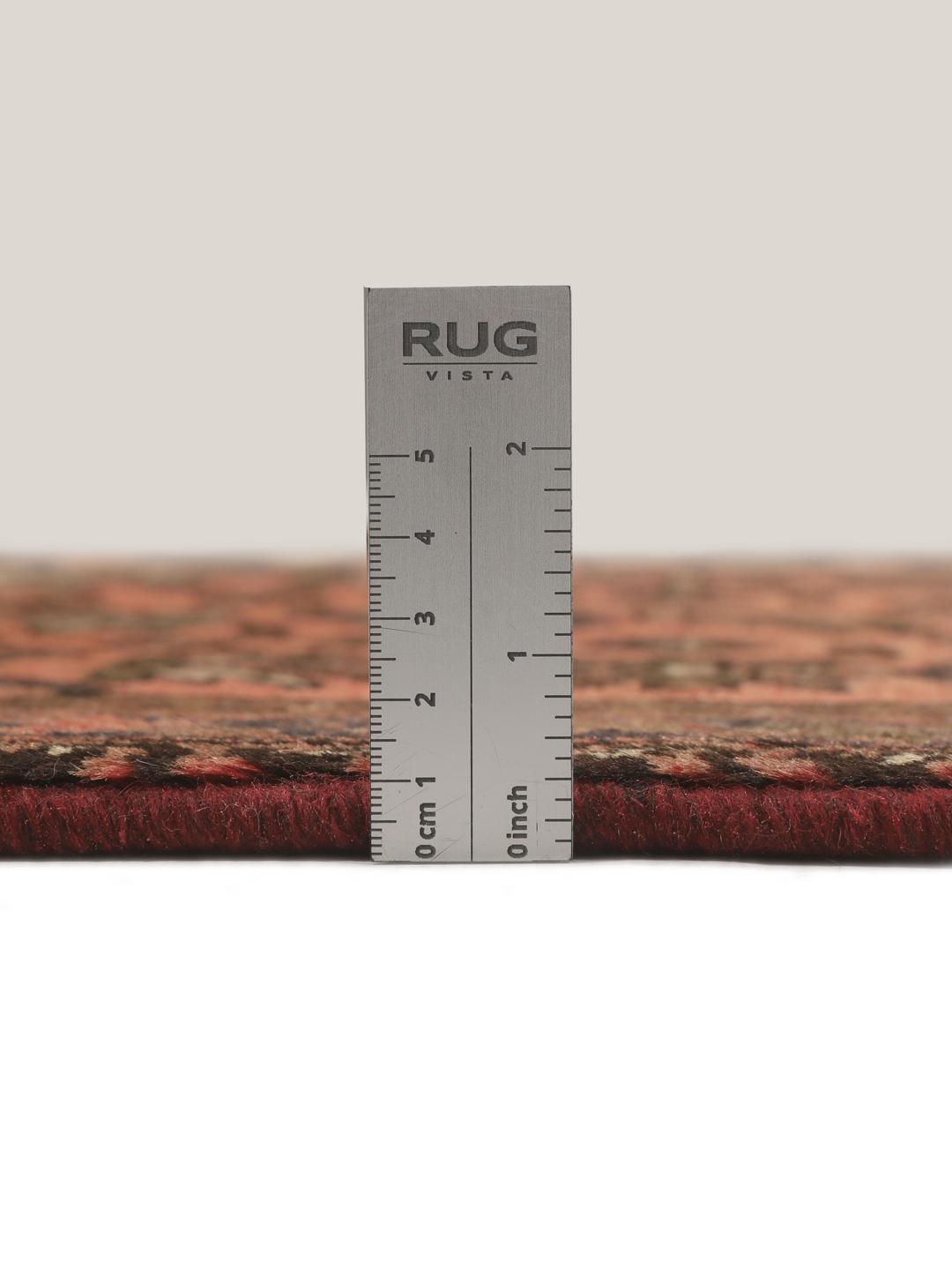 Hand-knotted Hamadan rug from the Middle East in dark-red and beige