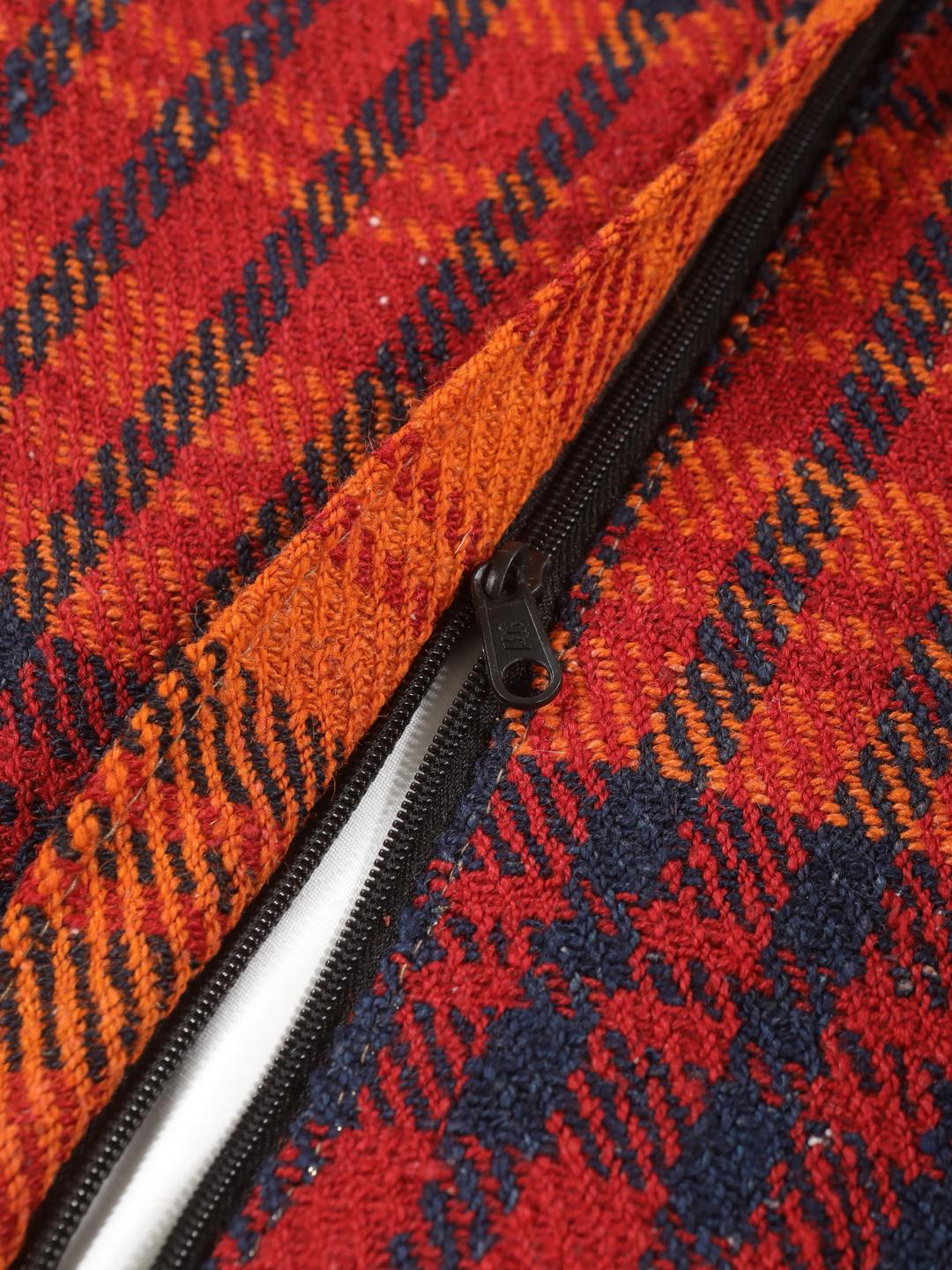 Kvadratisk håndlaget patchwork-teppe fra Midtøsten i flerfarget ull