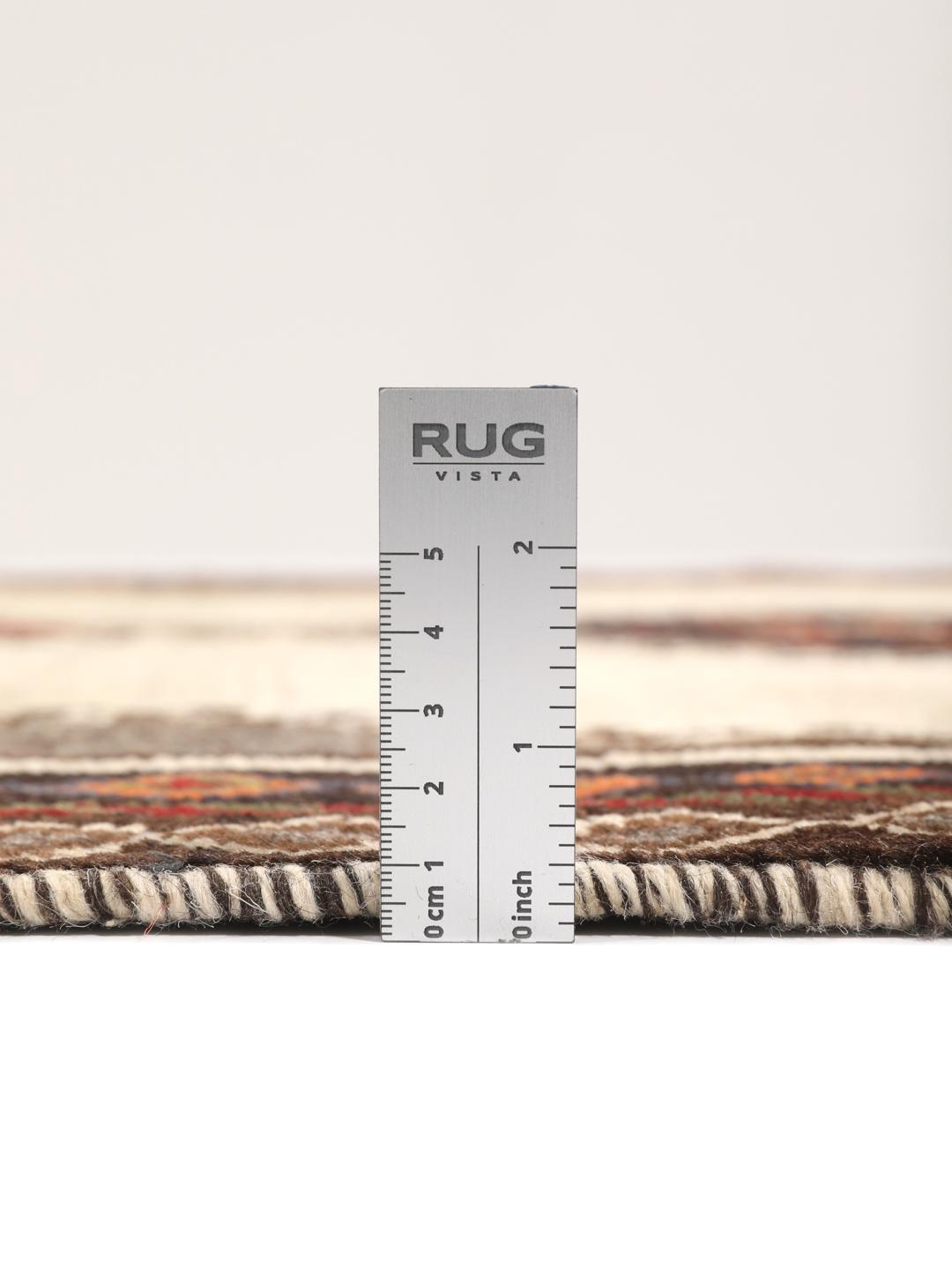 Hand-knotted beige Shiraz rug with geometric medallions from the Middle East