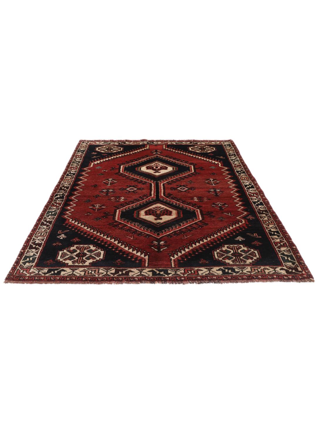 Hand-knotted wool rug from the Middle East in red and blue