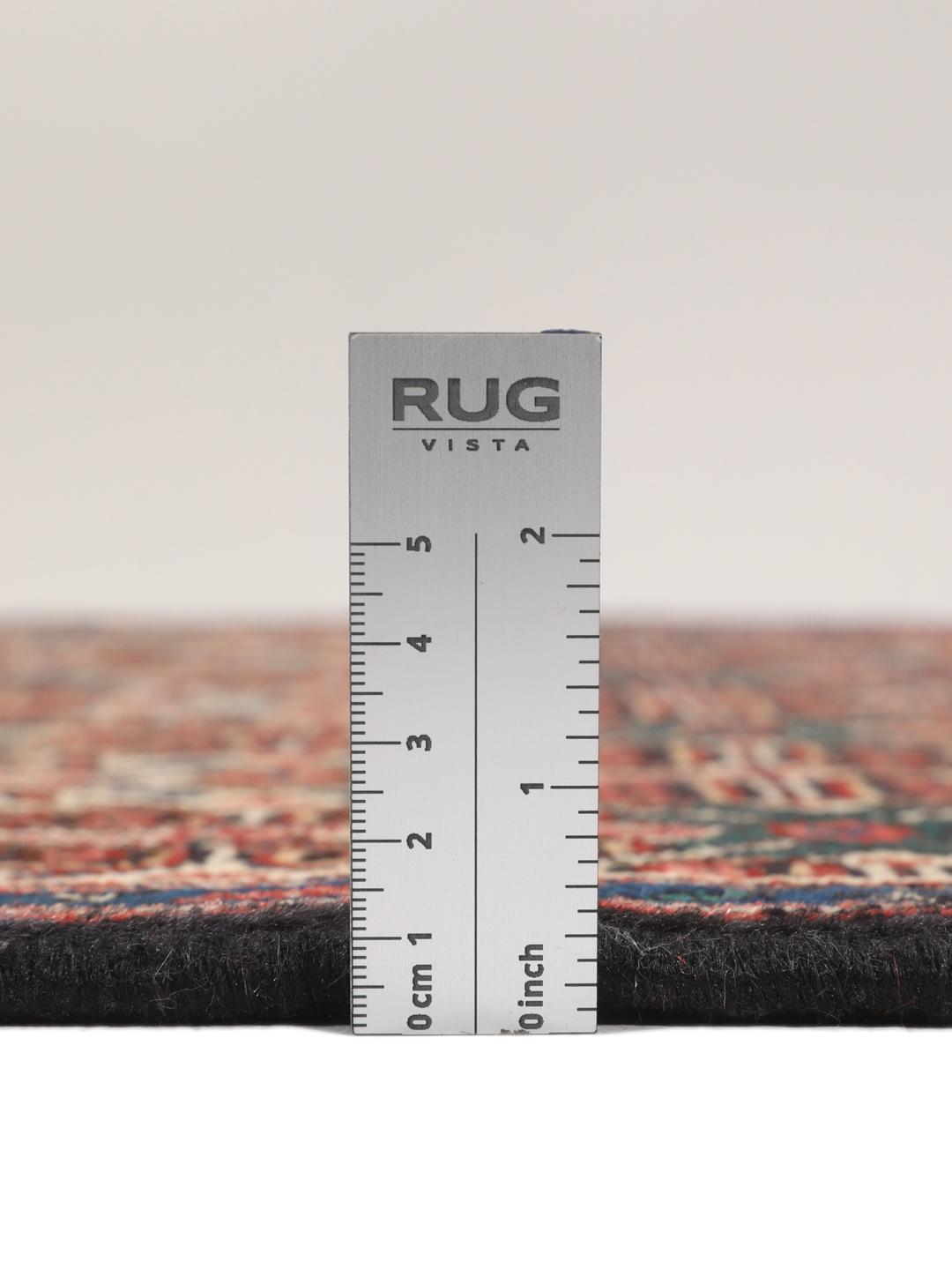 Handgeknoopt Senneh-tapijt uit het Midden-Oosten met een meerkleurig geometrisch patroon