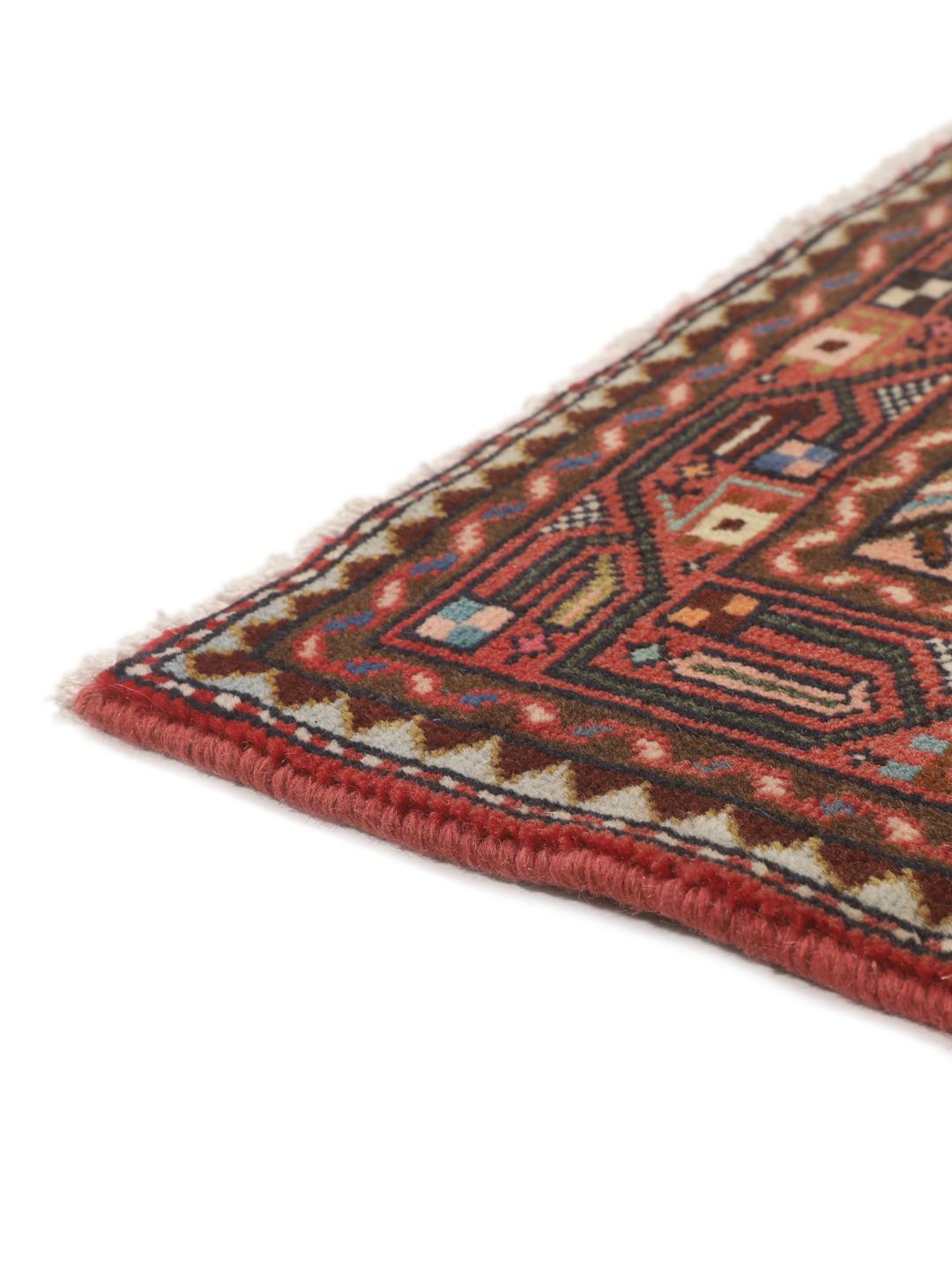 Handgeknoopte loper uit het Midden-Oosten in tinten rood en beige