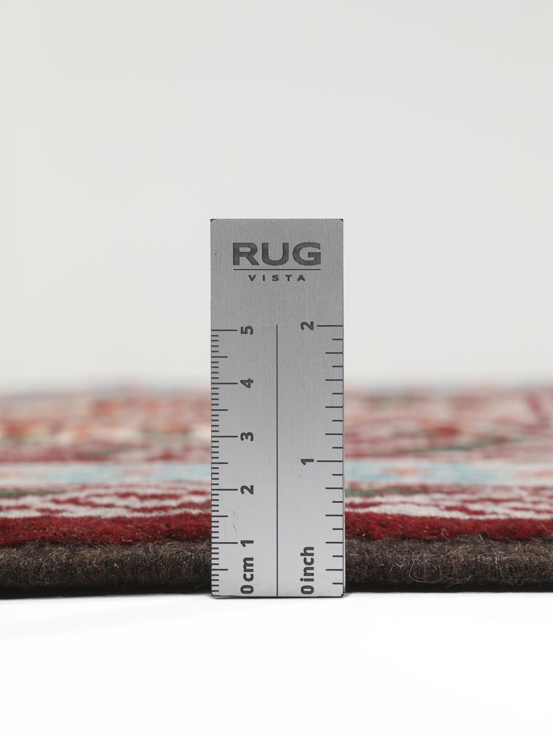 Hand-knotted Middle Eastern Baluch rug in red and grey wool