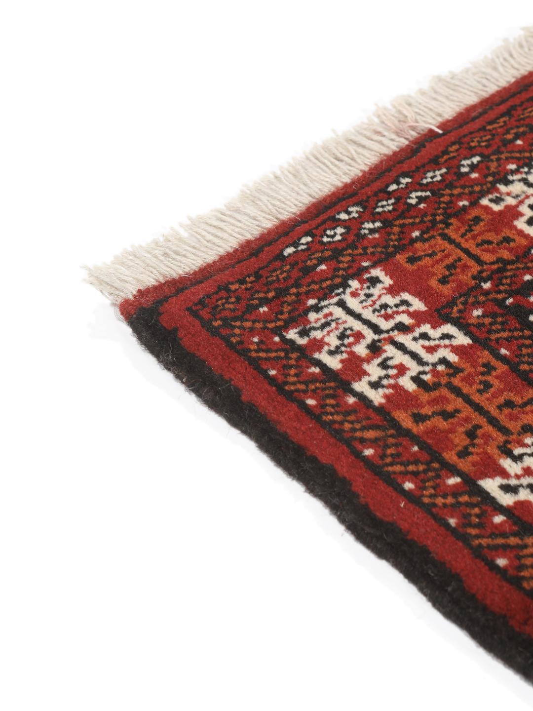 Hand knotted blue Turkaman rug from the Middle East