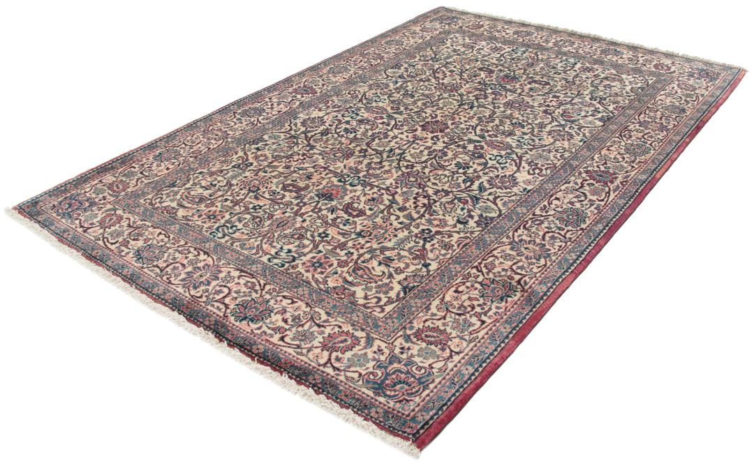 Handgemaakt rechthoekig Keshan tapijt uit Persia in beige