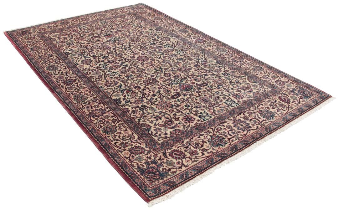 Handgemaakt rechthoekig Keshan tapijt uit Persia in beige
