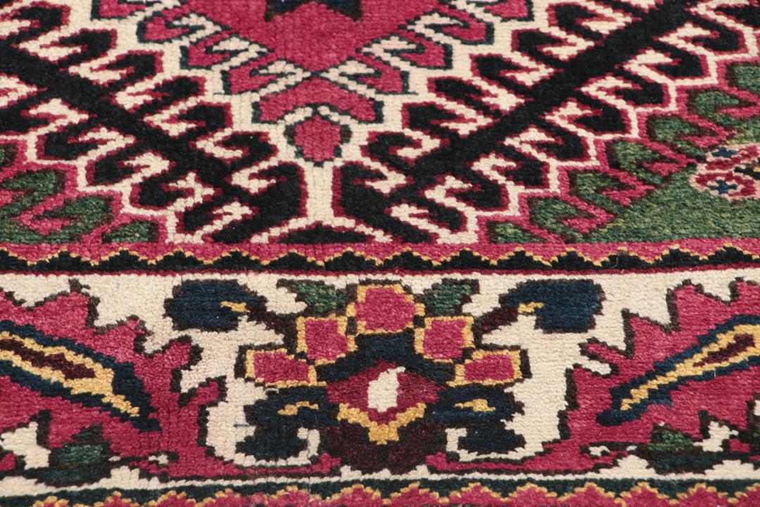 Håndknyttet rødt og grønt Loristan-tæppe fra Mellemøsten