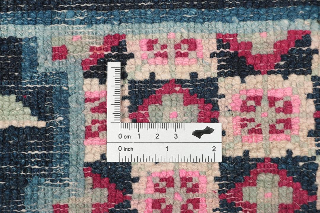 Antique Chinese Art Deco rug featuring a phoenix motif in dark-blue and pink
