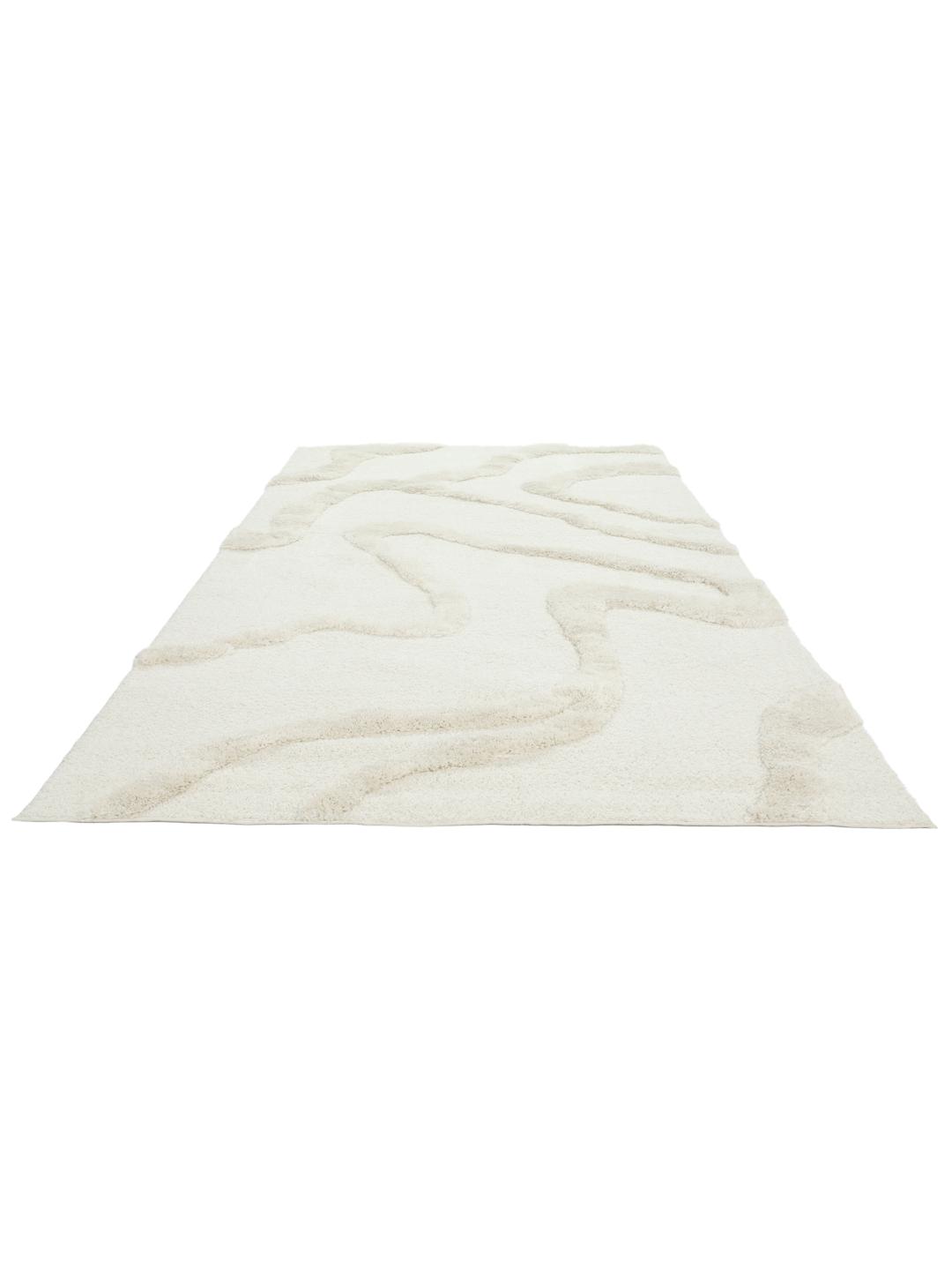 Off-white vloerkleed met hoog en laag polige textuur