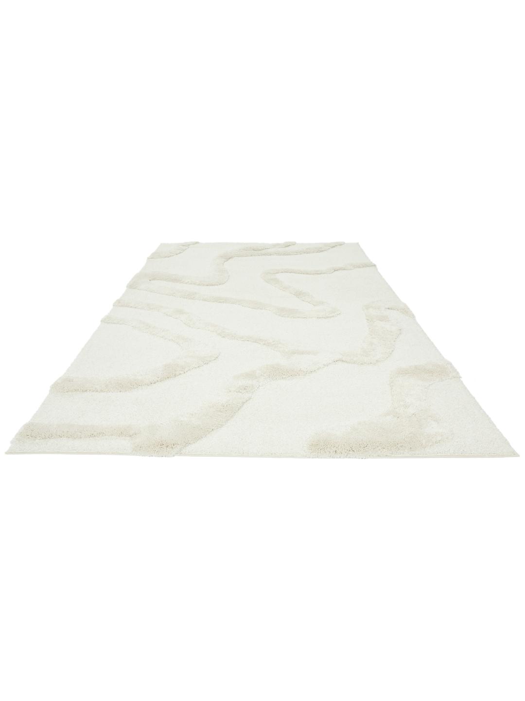 Off-white vloerkleed met hoog en laag polige textuur