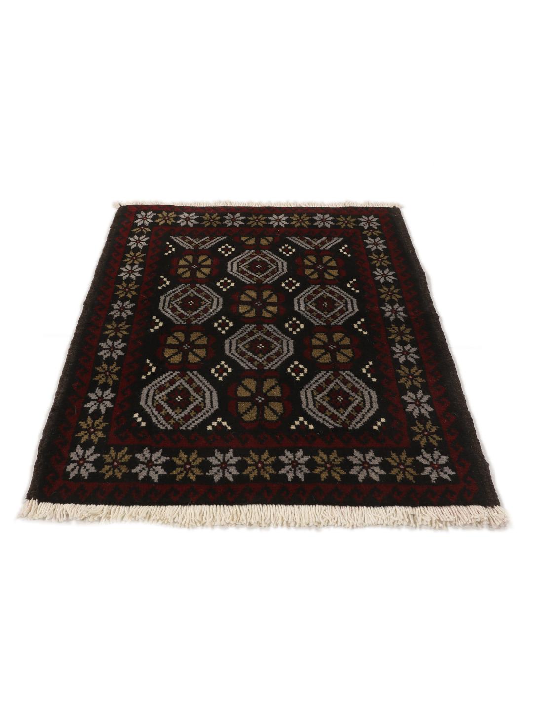 Handmade Middle Eastern Beluch rug with tribal motifs in multicolor