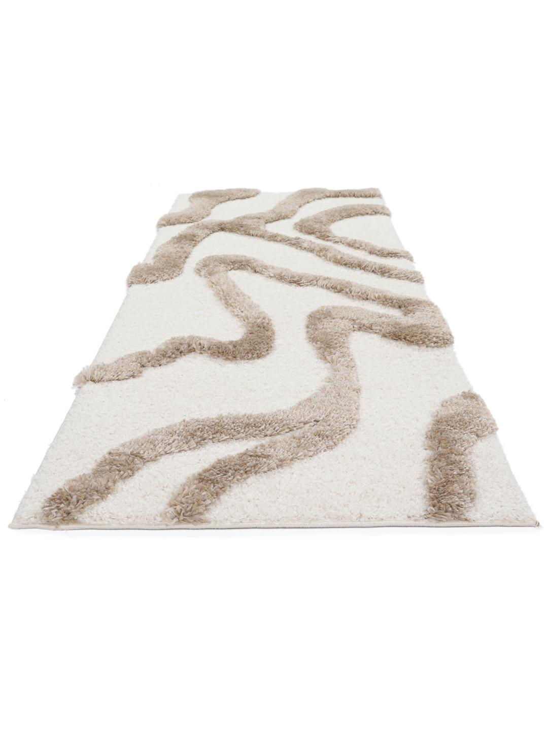 Hvid og beige løber med en high-low luv-tekstur