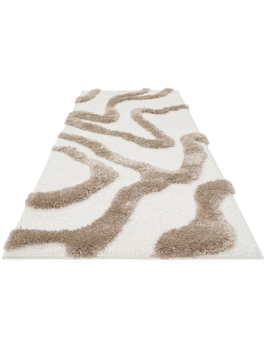 Hvid og beige løber med en high-low luv-tekstur